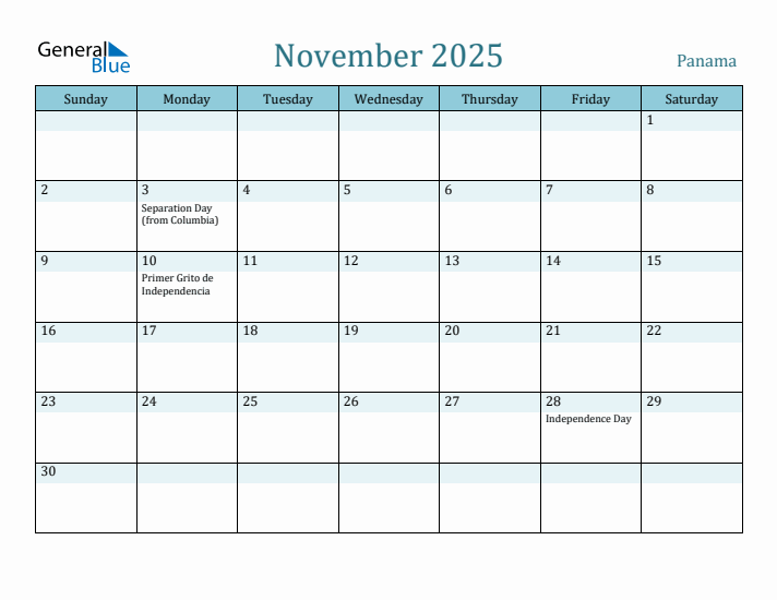 November 2025 Calendar with Holidays