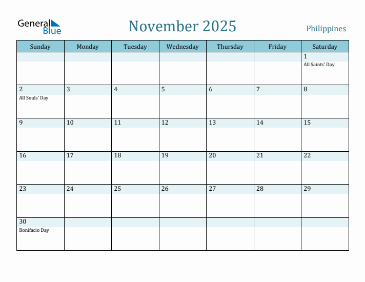 November 2025 Calendar with Holidays