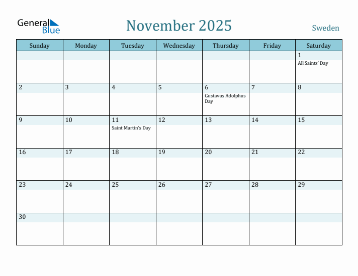 November 2025 Calendar with Holidays