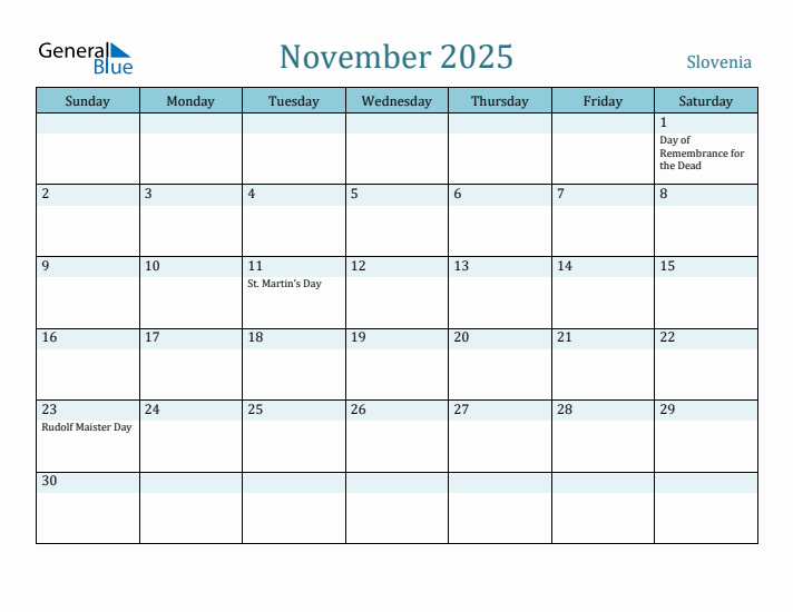 November 2025 Calendar with Holidays