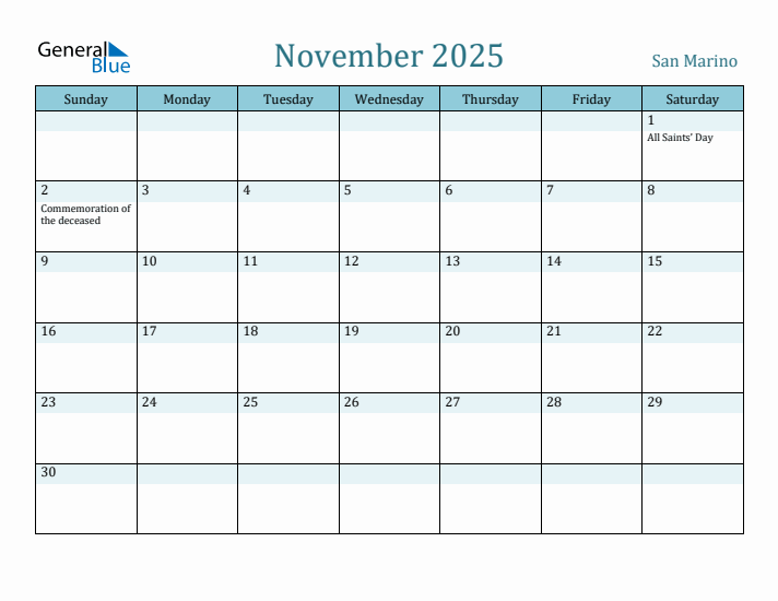 November 2025 Calendar with Holidays