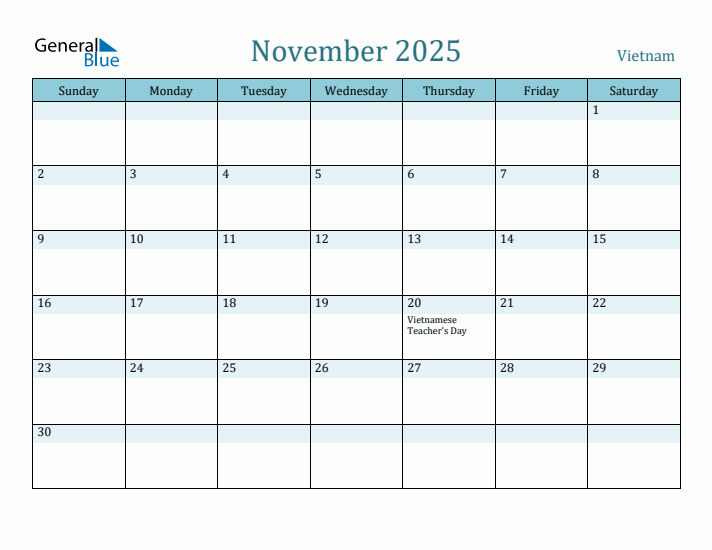 November 2025 Calendar with Holidays