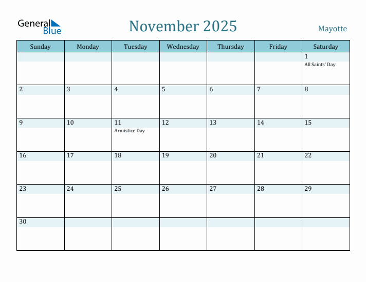 November 2025 Calendar with Holidays