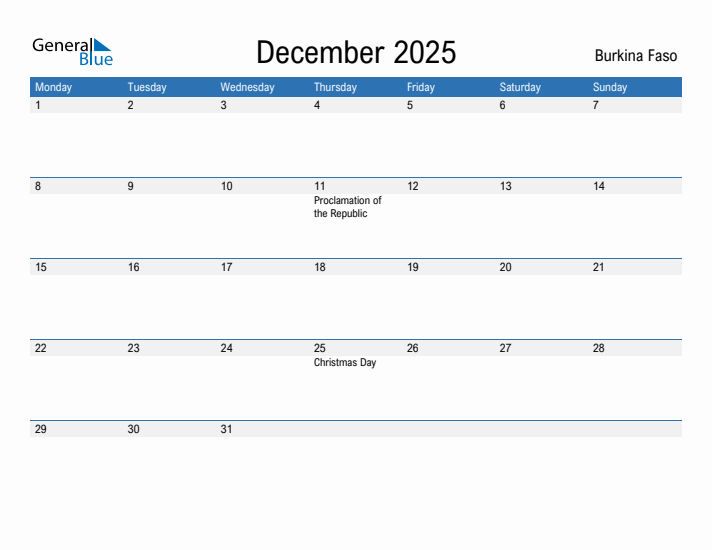 Fillable December 2025 Calendar