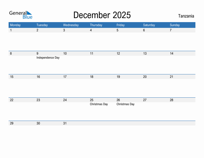 Fillable December 2025 Calendar