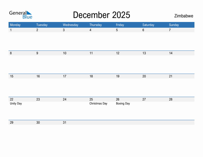 Fillable December 2025 Calendar