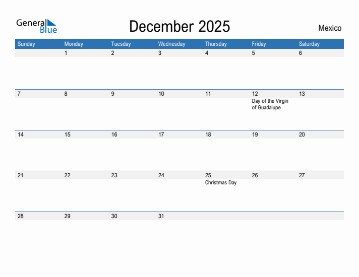 Fillable December 2025 Calendar