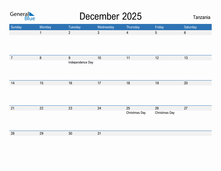 Fillable December 2025 Calendar