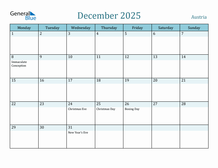 December 2025 Calendar with Holidays