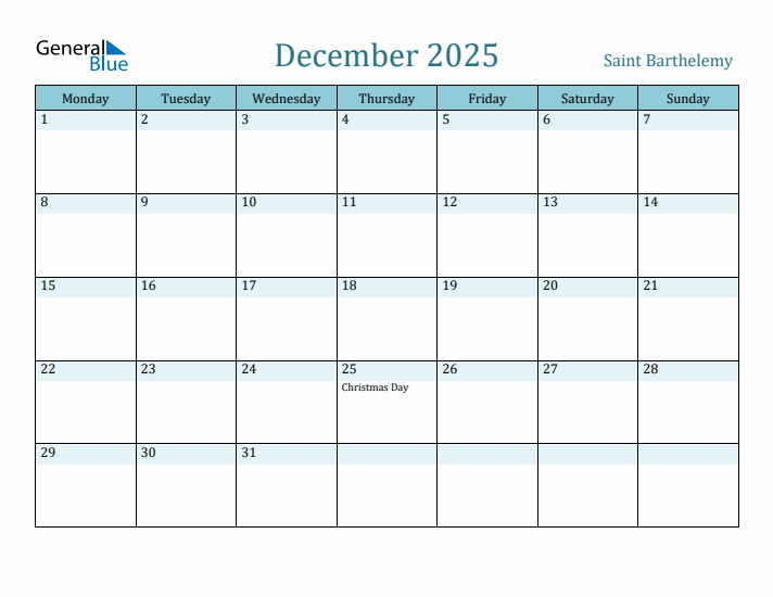 December 2025 Calendar with Holidays