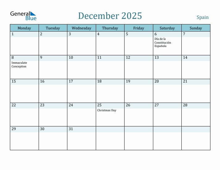 December 2025 Calendar with Holidays