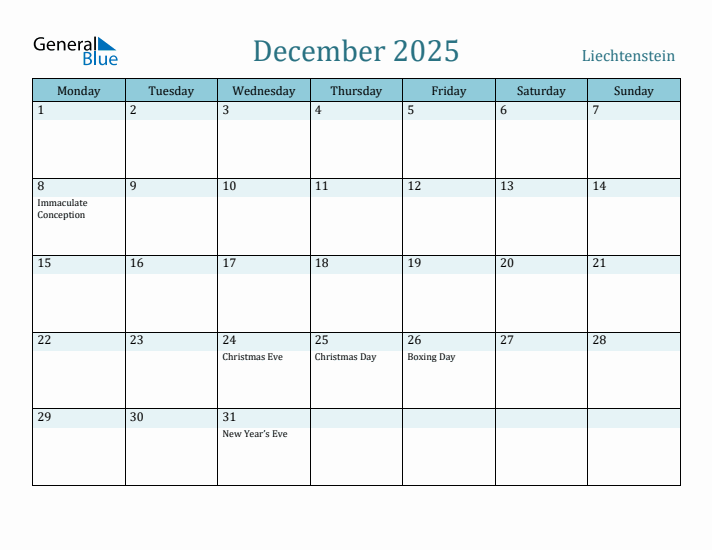 December 2025 Calendar with Holidays