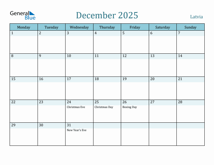 December 2025 Calendar with Holidays