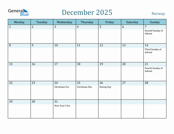 December 2025 Calendar with Holidays