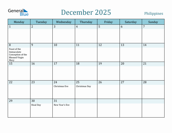 December 2025 Calendar with Holidays