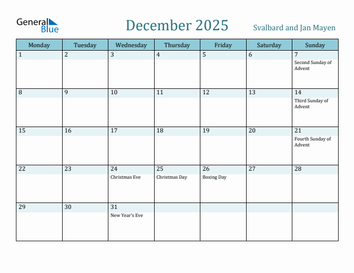 December 2025 Calendar with Holidays