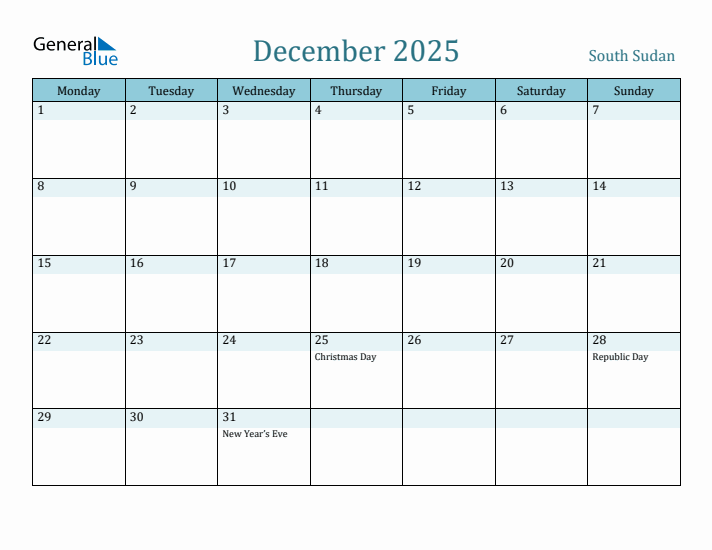 December 2025 Calendar with Holidays