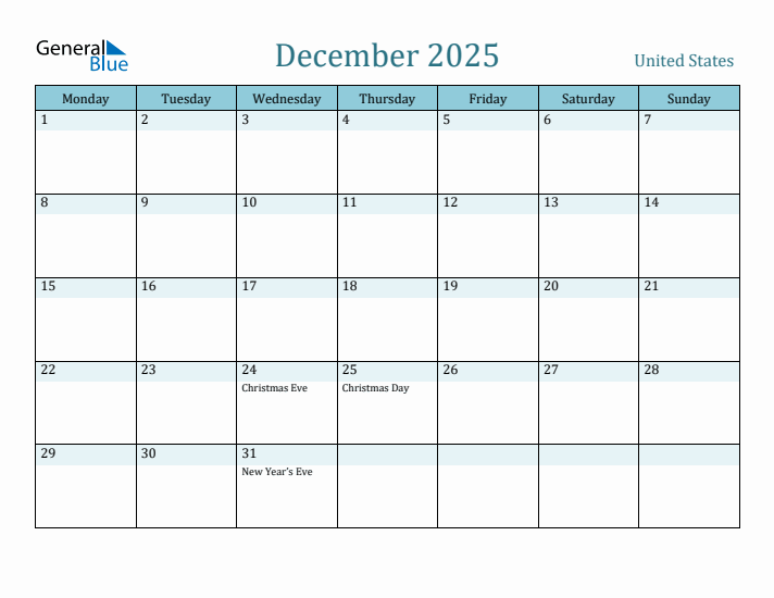 December 2025 Calendar with Holidays