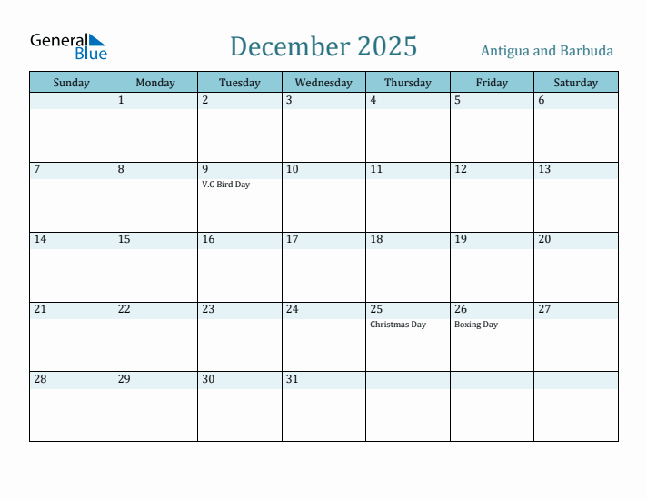 December 2025 Calendar with Holidays