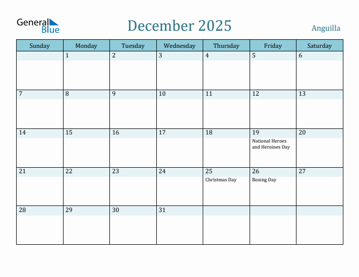 December 2025 Calendar with Holidays