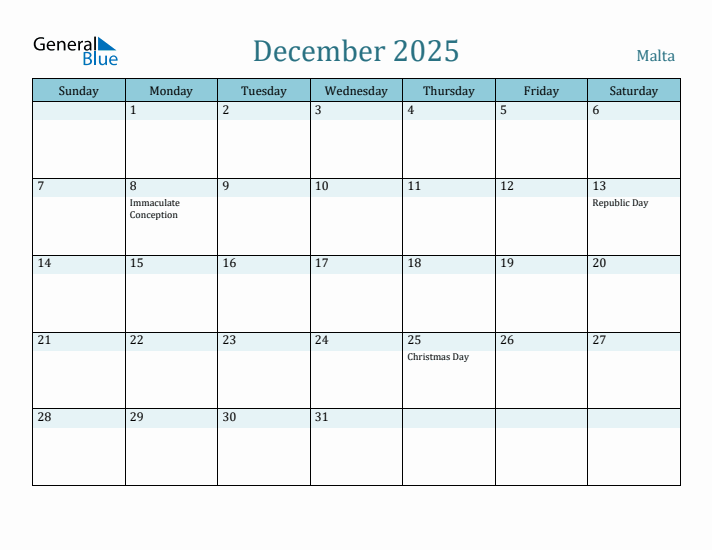 December 2025 Calendar with Holidays