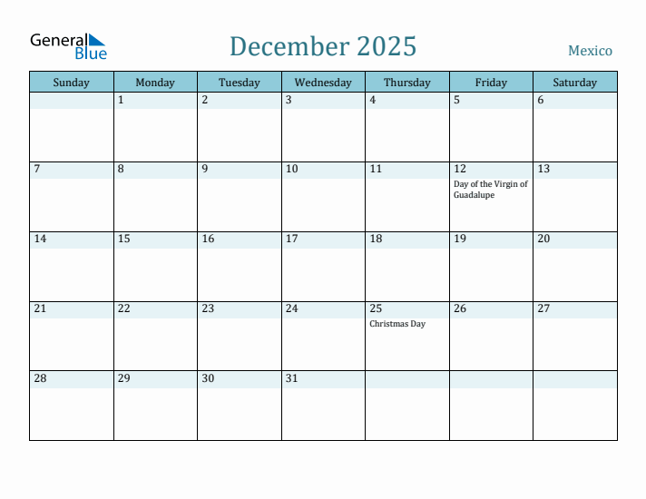 December 2025 Calendar with Holidays