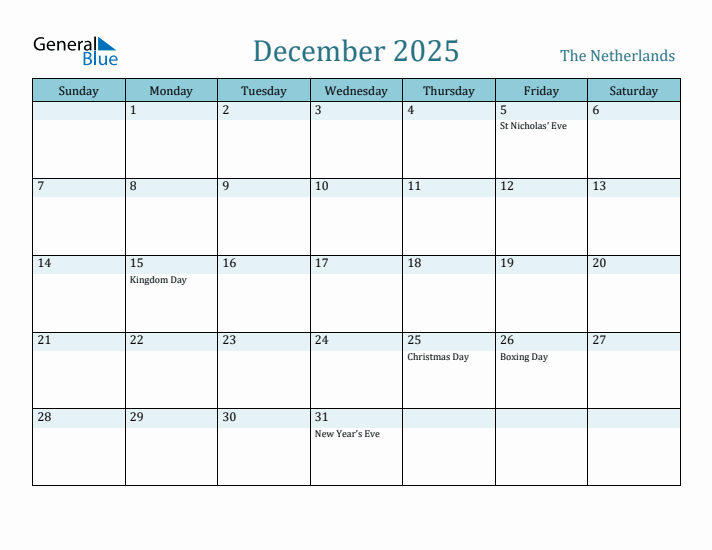 December 2025 Calendar with Holidays