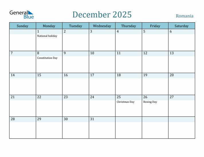 December 2025 Calendar with Holidays