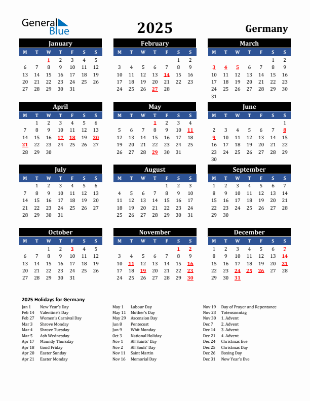 2025 Germany Holiday Calendar