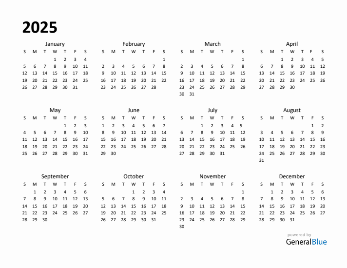 Year Planner 2025 Template