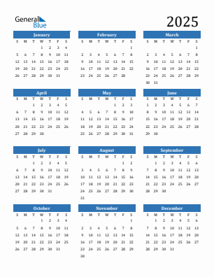 Current year calendar 2025