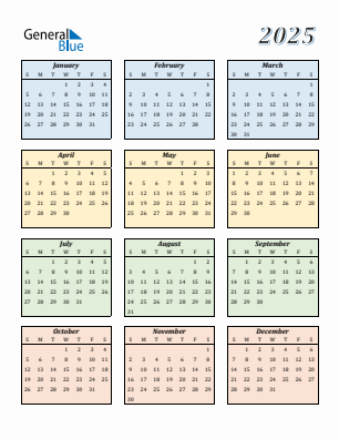 Current year calendar 2025