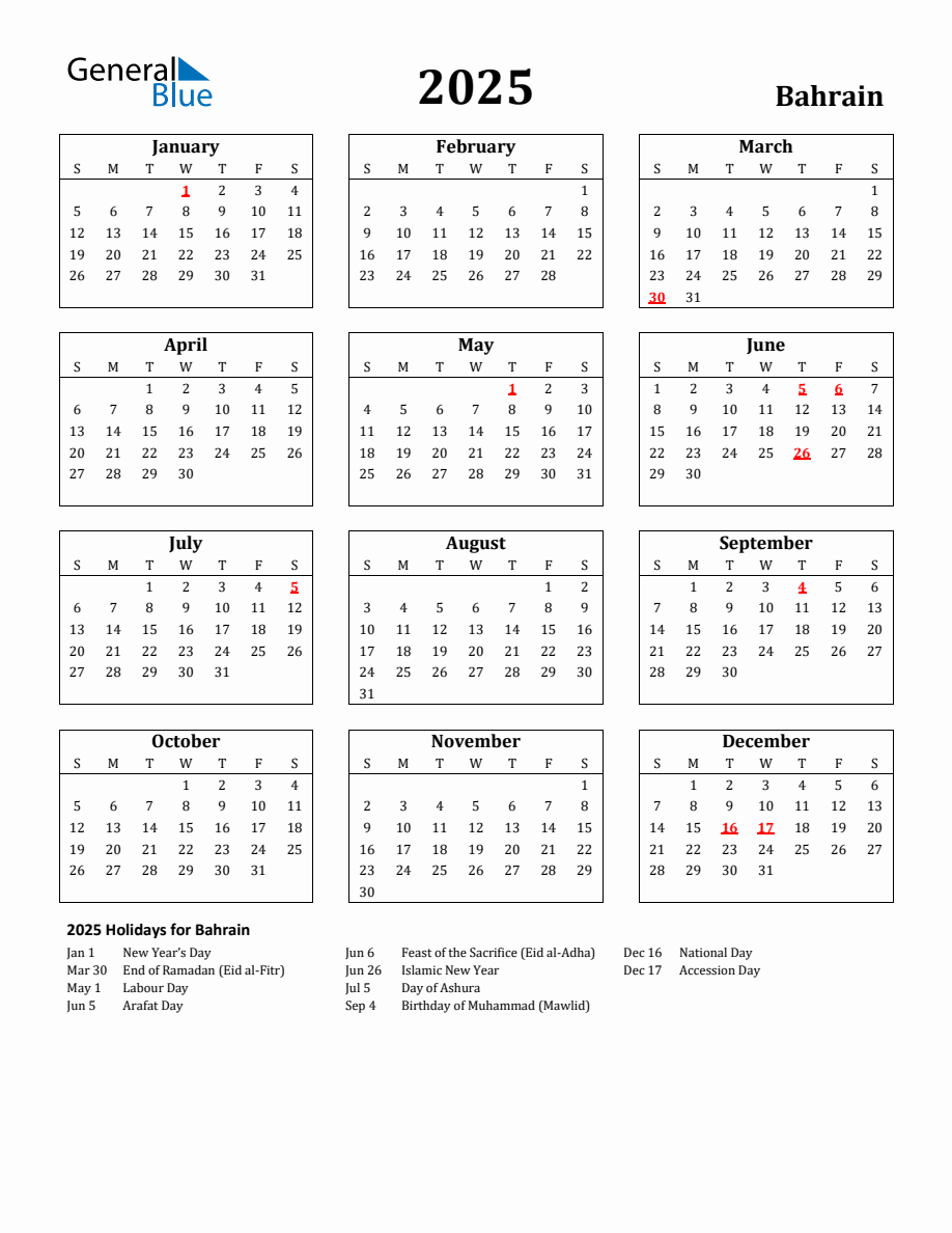 ramadan 2025 bahrain holiday calendar