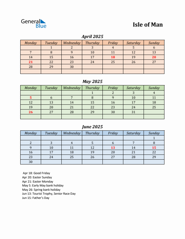 Q2 2025 Holiday Calendar - Isle of Man