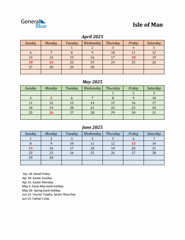 Q2 2025 Holiday Calendar - Isle of Man