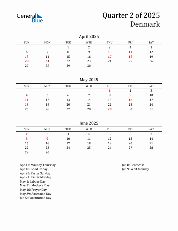 Quarter 2 2025 Denmark Quarterly Calendar