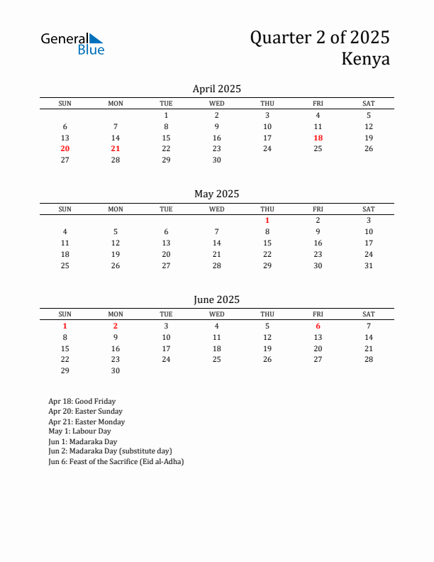 Quarter 2 2025 Kenya Quarterly Calendar