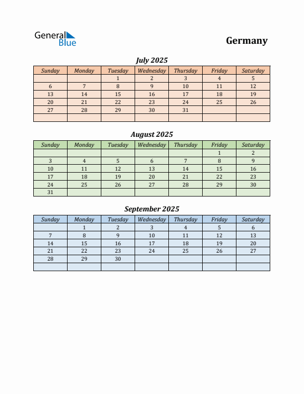 Q3 2025 Holiday Calendar - Germany