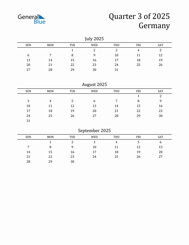 Quarter 3 2025 Germany Quarterly Calendar