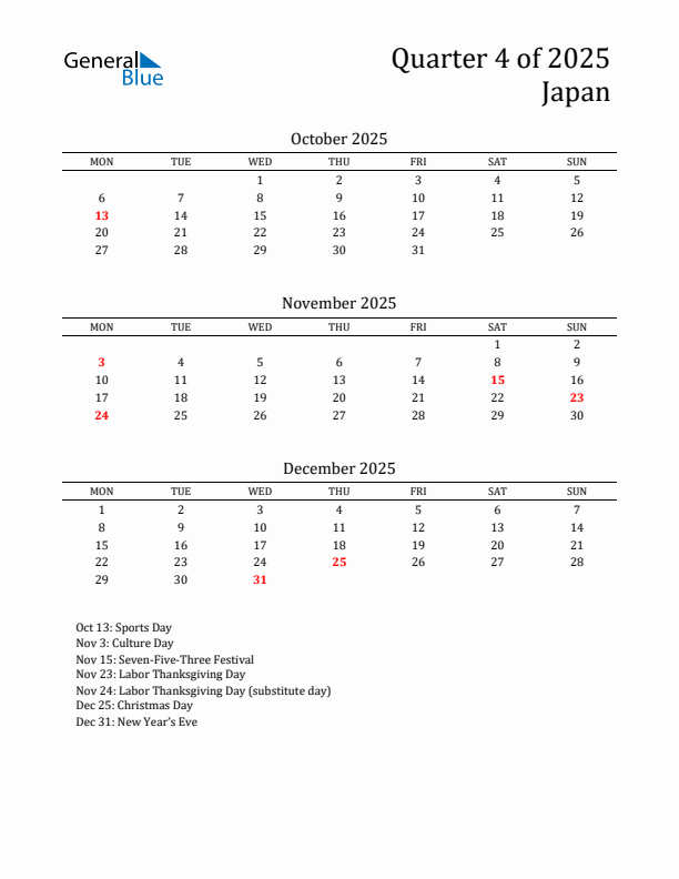 Quarter 4 2025 Japan Quarterly Calendar