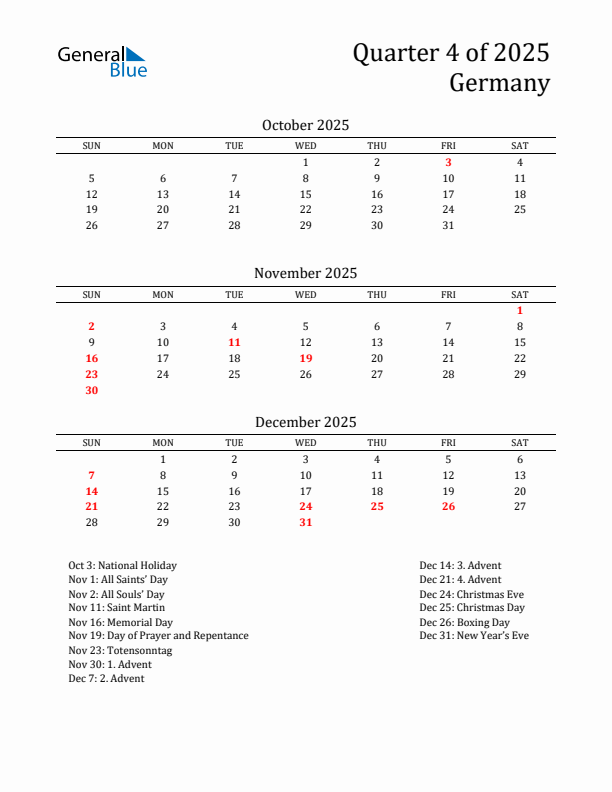 Quarter 4 2025 Germany Quarterly Calendar