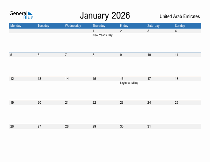 Fillable January 2026 Calendar