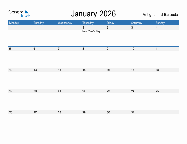 Fillable January 2026 Calendar