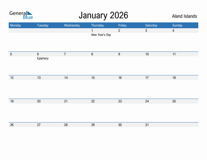 Fillable January 2026 Calendar