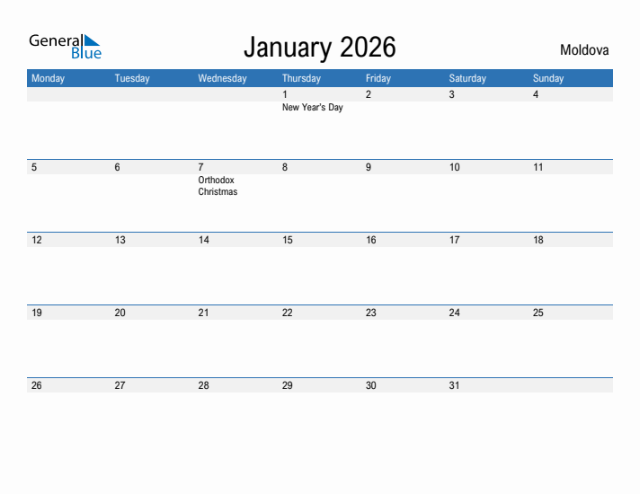 Fillable January 2026 Calendar