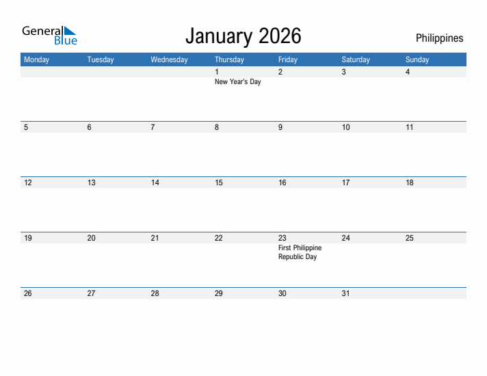 Fillable January 2026 Calendar