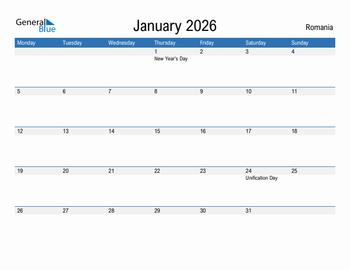 Fillable January 2026 Calendar