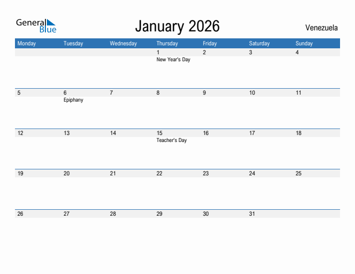 Fillable January 2026 Calendar