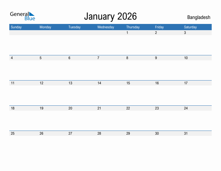 Fillable January 2026 Calendar