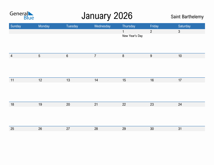 Fillable January 2026 Calendar